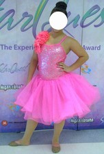 Girls Weissman Poofy Neon Pink Sequined Dance Costume Size XL