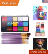 Face Body Paint Set 15 Colors Makeup Kit with 10 Brushes for Halloween Cosplay