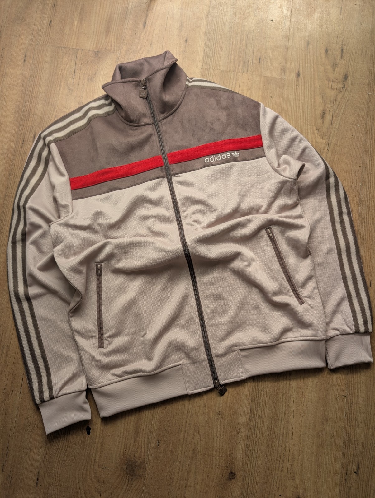 Medium- adidas Originals Premium Essentials Track Top Jacket Beige Brown Rare ✅