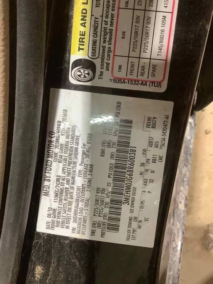 Used Deck Lid fits: 2011 Mercury Milan w/o spoiler Grade A Foto 4 de 4