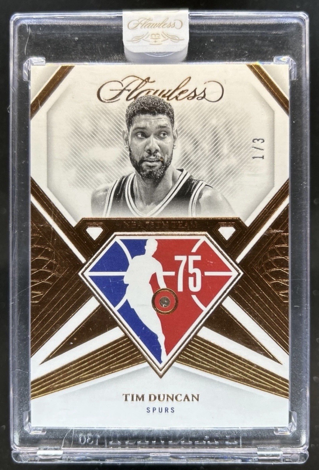 2021-22 Panini Flawless Tim Duncan #105 NBA 75th Team Diamond Logoman SP 1/3