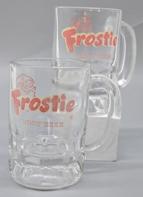 Vintage Frostie Root Beer Mug Float Soda Pop Heavy Glass 5  Tall Set Of 2
