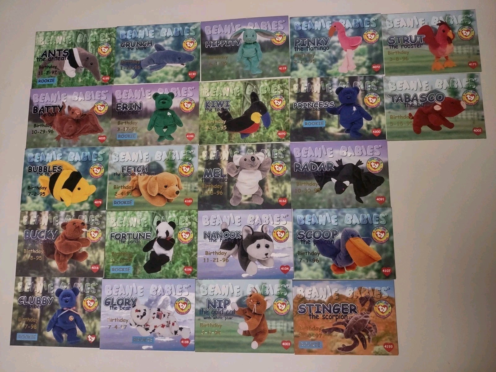 Ty Beanie Babies Trading Card Lot Series 1 Rookie Birthday Holos Blue Lot Of 22