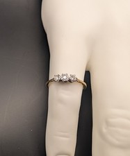 Vintage 18ct Yellow Gold & Platinum Diamond Trilogy Ring Size 0