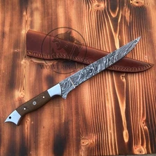 12” Custom Made Damascus Fishing Hunting Fixed Blade Fillet Knife Gift For One’s
