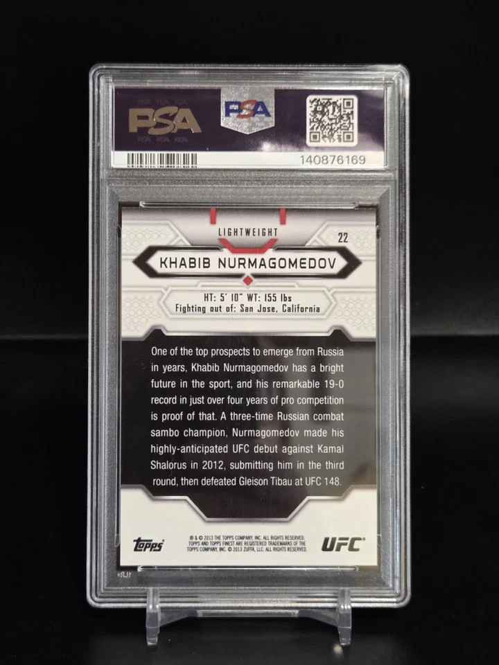 2013 Topps UFC Finest - Khabib Nurmagomedov #22 Rookie RC Refractor PSA 9 MINT view 8