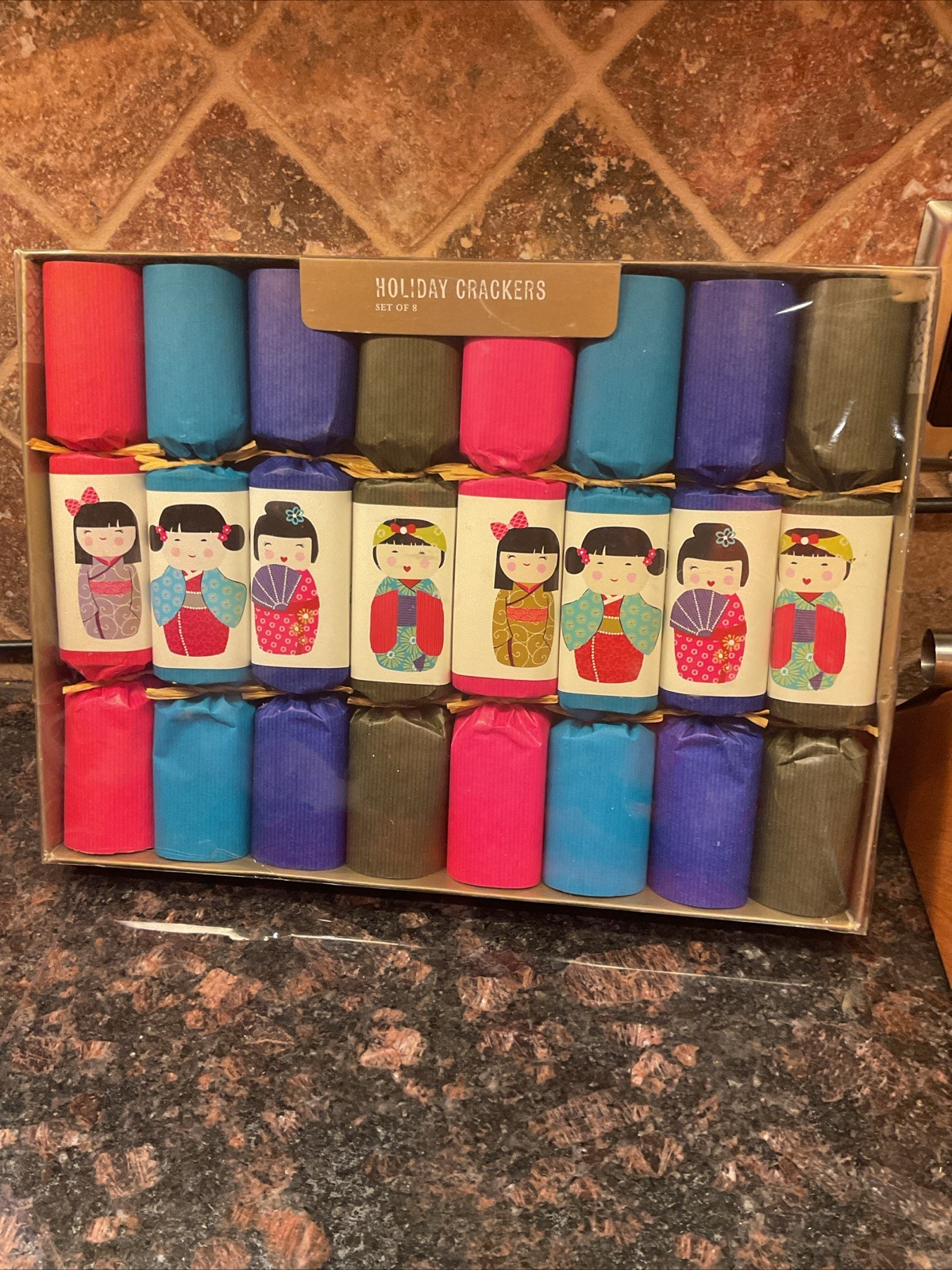 World Market Holiday Crackers Party Poppers Set 8 Asian Girls  10" Fun NEW