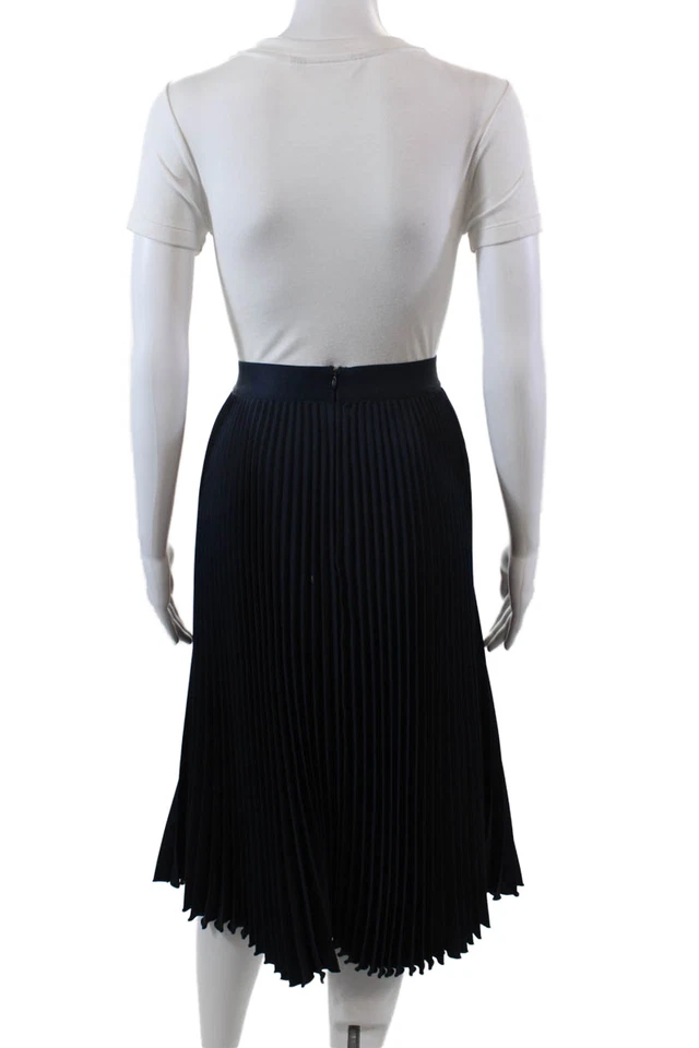 Falda Charlotte Brody Mujer Cremallera Lateral Acordeón Plisada Midi Línea A Azul Marino Talla XS Foto 3 de 4