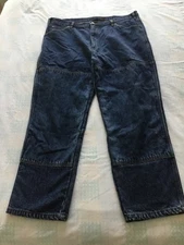 Guide Gear Flannel Lined Jeans Men's 40x30 Straight Leg Workwear Blue Double Kne