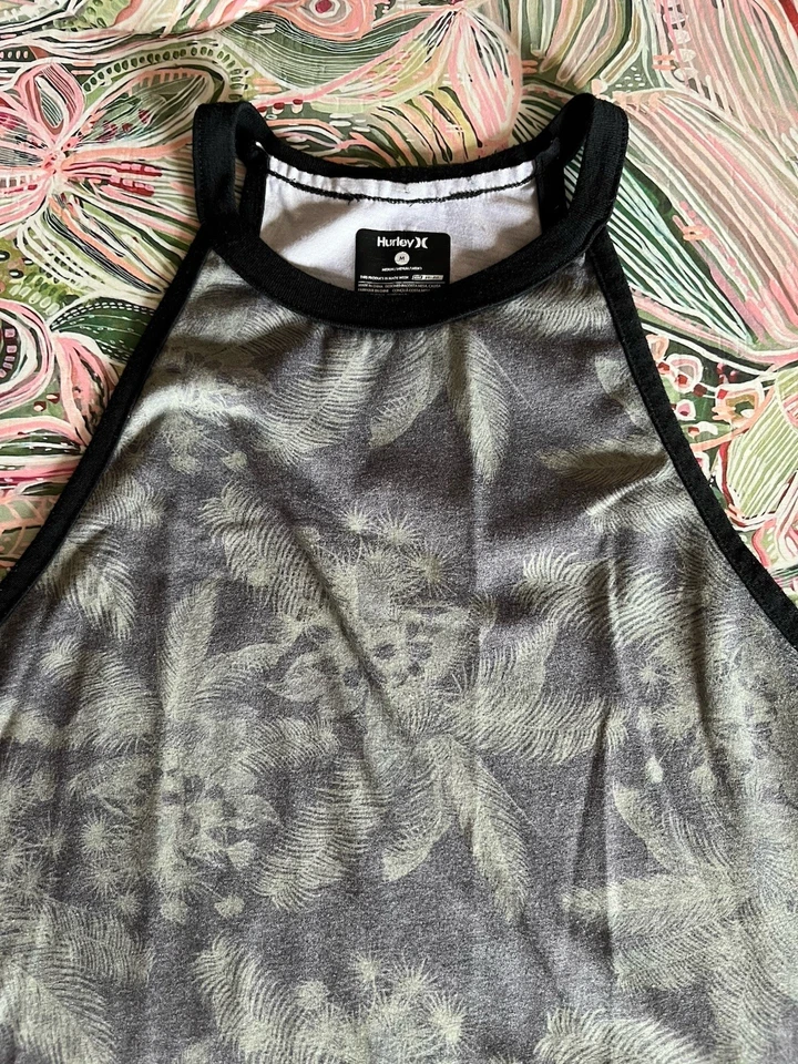 Hurley Nike Dri-Fit Light Weight Surf Athletic Beach Sundress Green Palm Medium - Image 3 of 4