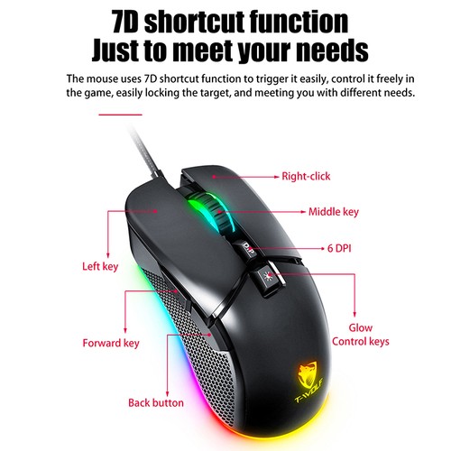 G590 Gaming Mouse USB Wired RGB Luminous E-sports Office Business Universal - Afbeelding 4 van 9