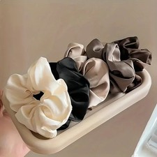 5Pcs/Set Woman Elegant Large Scrunchie Hair Ties Solid Color Ponytail Holder
