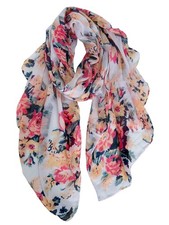 Lightweight Scarves Fashion Flowers Print Women Cotton Wrap Scarf Head Shawl