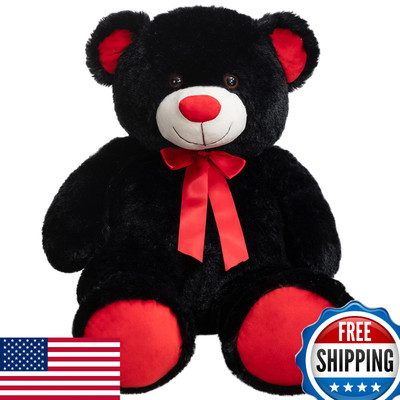 WENMOTDY Big Teddy Bear Stuffed Animal Plush w/ Red Ribbon Bow - 36'' Giant