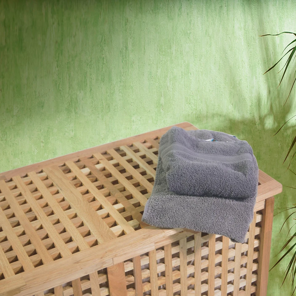 Wäschetruhe große Wäschebox mit 2 Fächer mit Leinensack Walnuss Holz - Bild 3 von 4