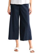 Vince Women Pants Size 8 Blue Linen Blend Navy Blue High Rise Wide Leg Crop New