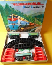 China ME 744 Diesel locomotive train and tracks - working with box