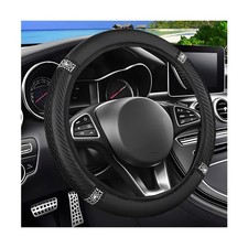 Bling Car Steering Wheel Cover, Crystal Rhinestones Elastic Stretch Vehicle S...