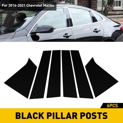 6PCS Black Car Door Window Pillar Post Cover Trim For 2016-2021 Chevrolet Malibu