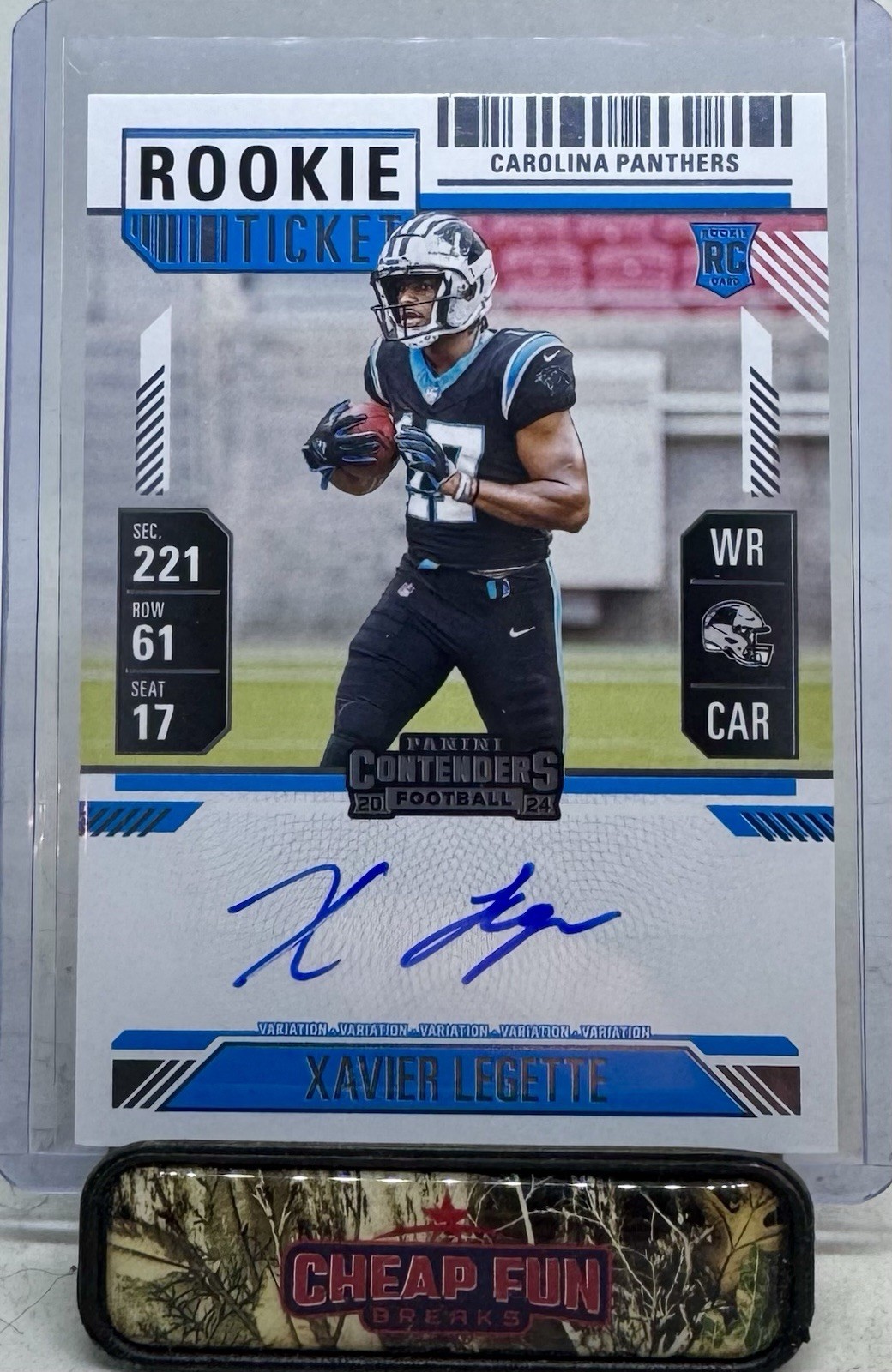 XAVIER LEGETTE RC AUTO 2024 PANINI CONTENDERS ROOKIE TICKET 107 PANTHERS