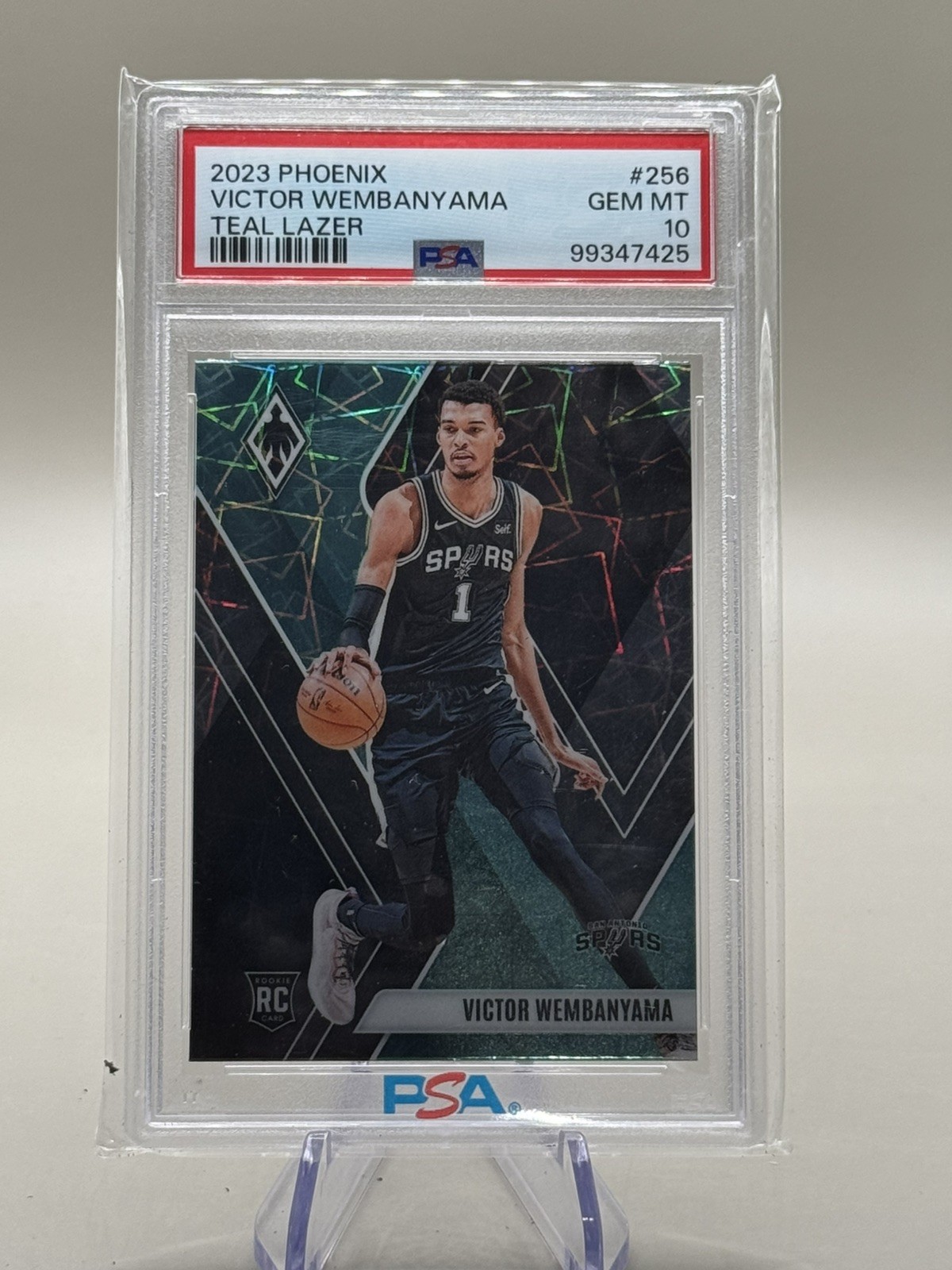 2023-24 Panini Phoenix Rookies Victor Wembanyama #256 Teal Lazer Phoenix PSA 10