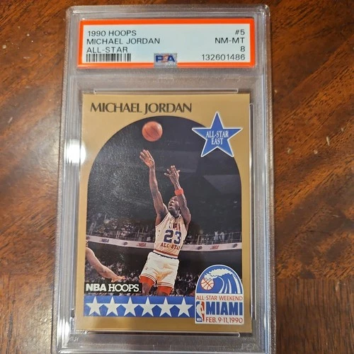 Michael Jordan 1990 HOOPS All-Star #5 NBA Basketball Card PSA 8