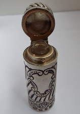 LOVELY ENGLISH ANTIQUE VICTORIAN 1895 SOLID STERLING SILVER SCENT PERFUME BOTTLE