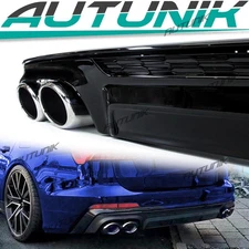 Gloss Black Rear Diffuser Silver Exhaust Tips For Audi A6 C8 S-Line S6 2019+