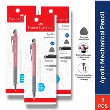 Faber Castell Apollo Mechanical Pencil 0.7mm Pack 3 Smooth Grip Drafting Writing