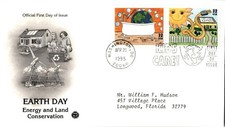 US FDC First Day Cover 1995 Earth Day energy and Land Conservation