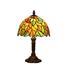 Tiffany Lamp Maple Leafs Stained Glass Bedside Nightstand Table Lamp,3-Way Co...
