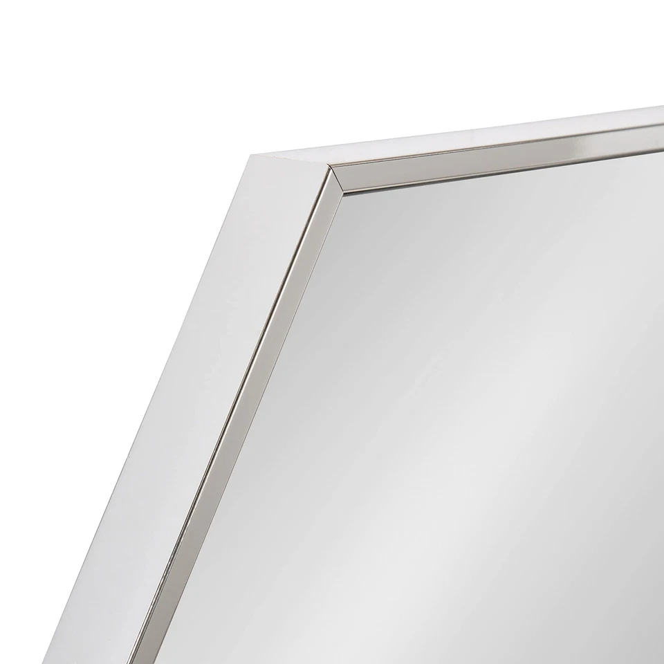 Rhodes Modern Hexagon Wall Mirror, Silver Chrome, 31x22-Inches - Image 3 of 4