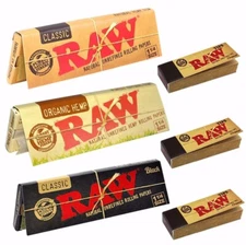 RAW 1 1/4 Size Sampler - Classic/ Organic/ Black Rolling Papers Plus TIPS