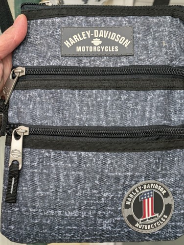 New Harley Davidson Waterproof Grey Cross Body Sling/purse 3 Pockets 9.5" x7.5"