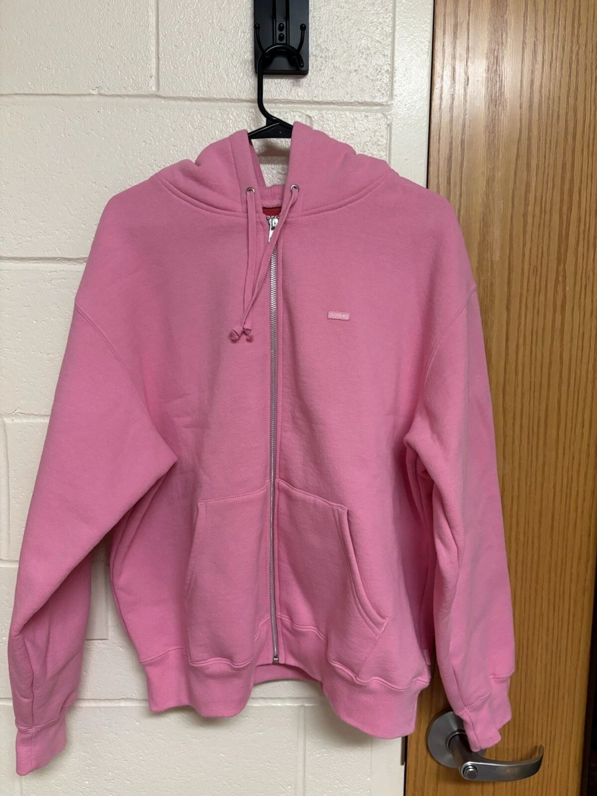 Sweat à capuche zippé avec logo Supreme petite boîte rose taille M