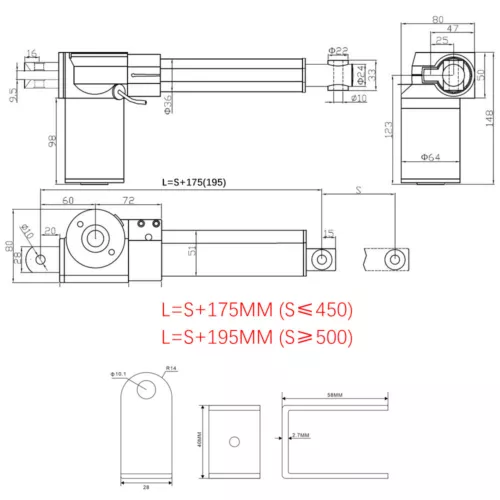 24V 6000N Electric Linearantrieb 600MM 1000MM Linear Actuator Schwere Leistung - Afbeelding 3 van 33