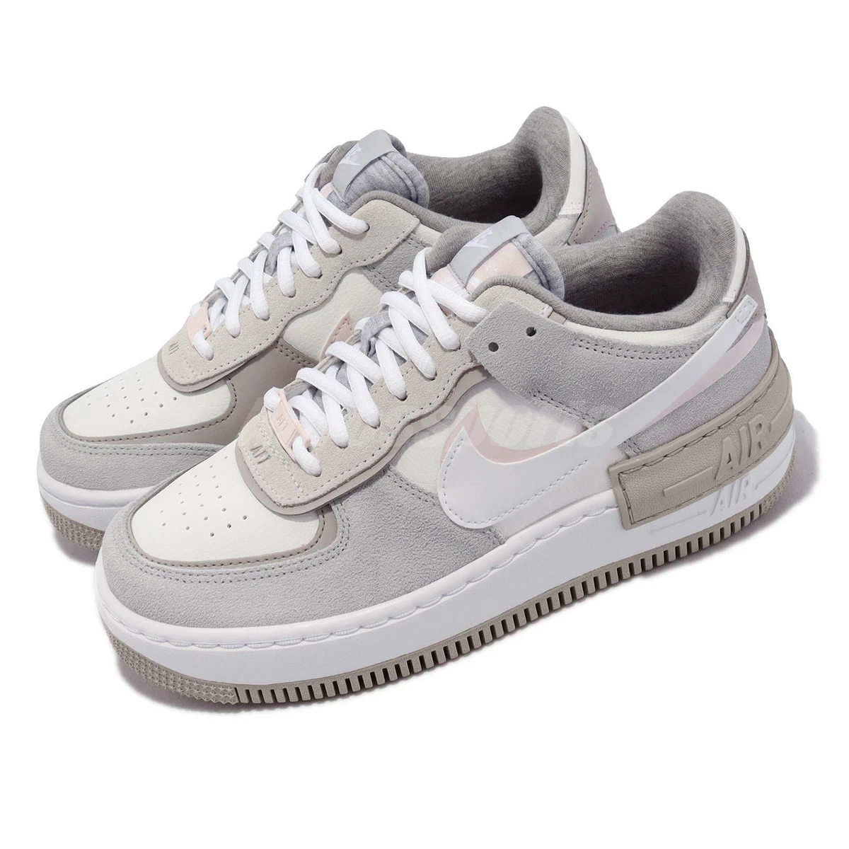 Estándar Competir genéticamente Nike Wmns AF1 Shadow Grey Fleece White Pink Women Air Force 1 Casual  FB7172-111 | eBay