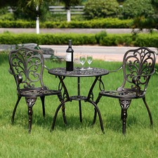 PATIO-IN Outdoor Bistro Table and Chairs Set of 2 Patio Furniture Bistro Set