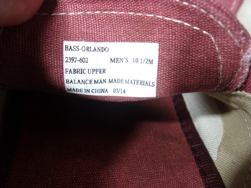 G.H. Bass Casual Wine Colored Cloth SLIP-ON Shoes Mens Size 10.5 NEW!! - Picture 7 of 8