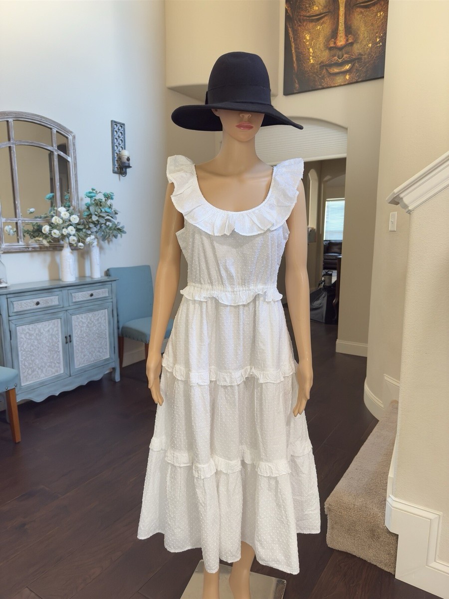 J.Crew Tank Dress W/White SZ 4 Sleeveless Midi WMNS Ruffled Scoop Neck Layered J.Crew Tank Dress W/White SZ 4 Sleeveless Midi WMNS Ruffled Scoop Neck Layered