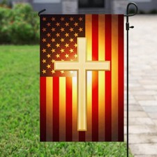 Christian Cross American US Flag Graden Flag