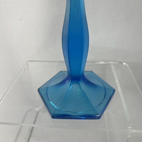Fenton Celeste Blue Stretch Taper Candle Stick Holders Fenton? Iridescent 6 in - Picture 12 of 17