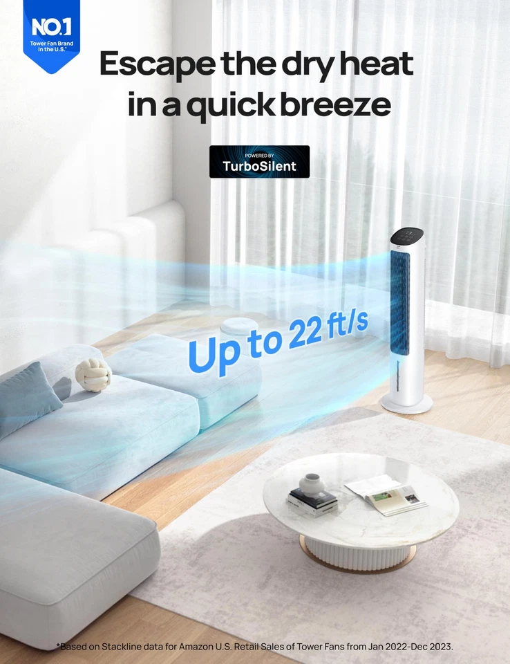 Dreo 40" Evaporative Air Cooler – Oscillating Fan w/ Remote, Ice Packs, Open Box - Image 2 of 4