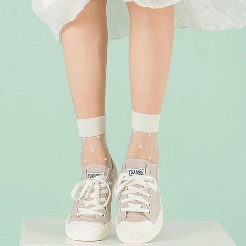Women Lace Mesh Socks Transparent Thin Crystal Silk Short Ankle Socks Summer - Picture 11 of 38