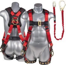 M Full Body Harness w/detachable 6' Internal Shock Absorbing Lanyard, Rebar Hook