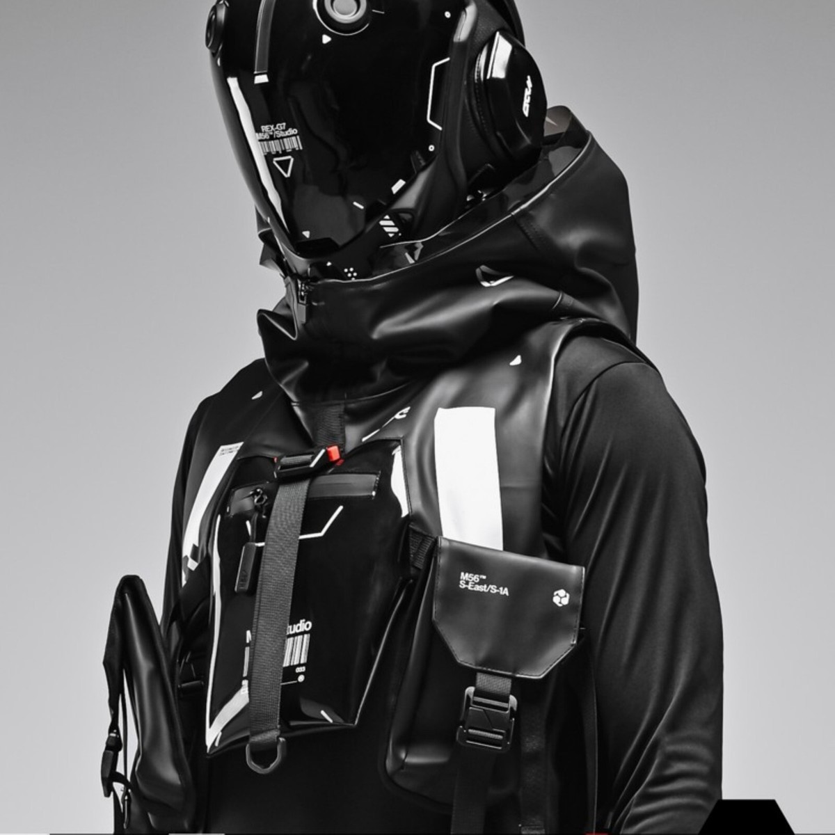 Men's Black Crop Jacket Vest Hoodie Full Zip Rugged Machine56 ARM