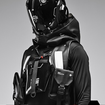 Men's Black Crop Jacket Vest Hoodie Full Zip Rugged Machine56  ARM/GRID-6_SCOUTER