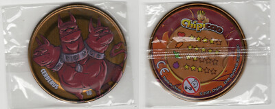 CHIPICAO HERCULES SERIE METALL POG TAZOS Nr. 10 KERBERUS NEU VERSIEGELT AUS GRIECHENLAND