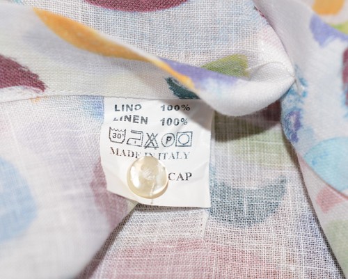 FRANCESCO CASOLA Linen Shirt Colour Swirls Pattern Long Sleeve Mens Large - Picture 5 of 6