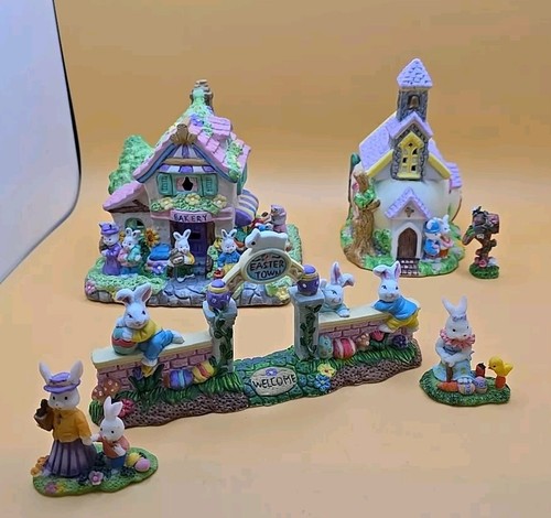 2 Ceramic Cottontale Cottages Easter Village Plus Extras - Picture 17 of 18